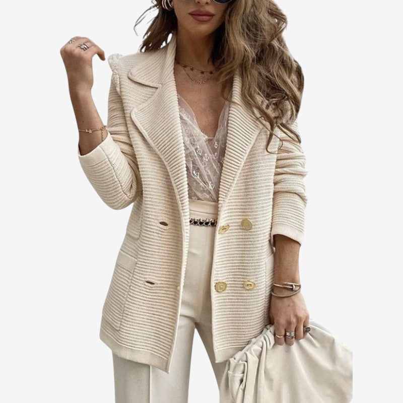 Amber – Manteau à manches longues avec col et double boutonnage