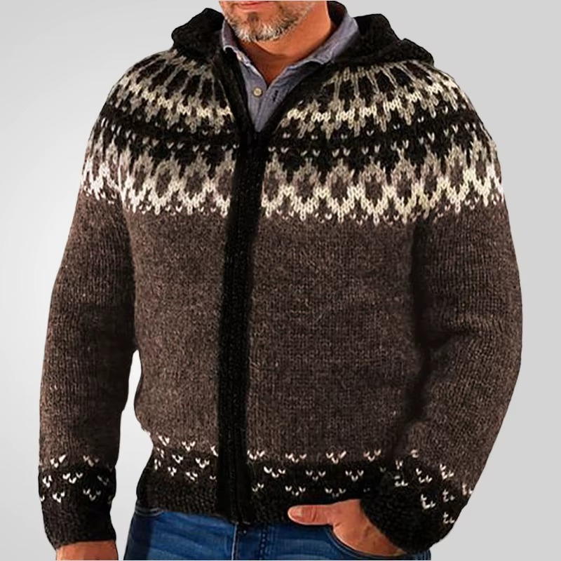Paul - Long Sleeve Hooded Cardigan with Zip Closure