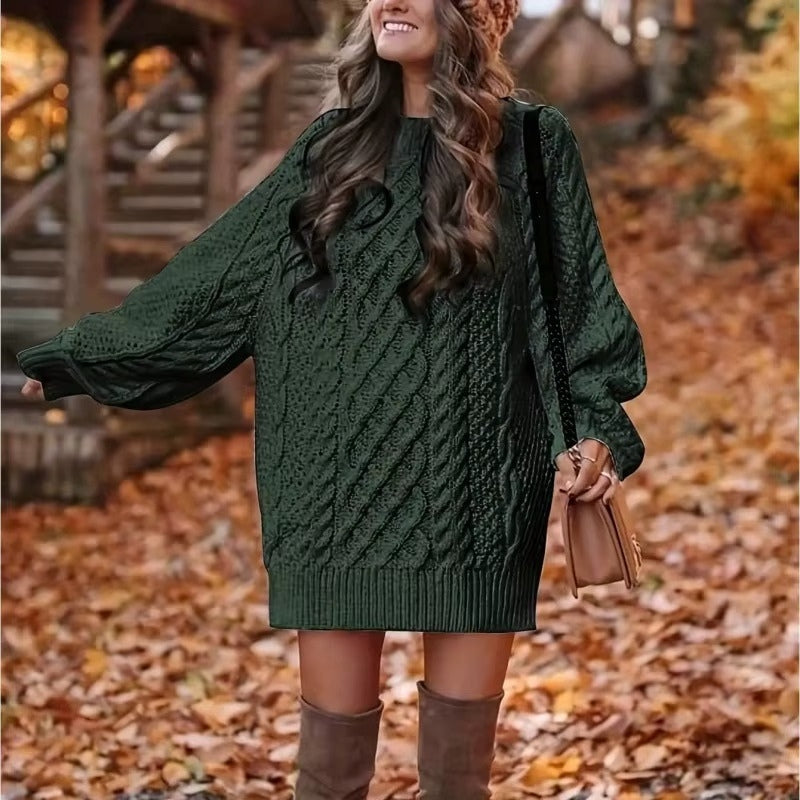Freya - Long sleeve sweater dress with ribbed design