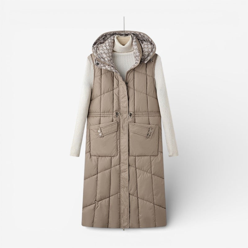 Rebecca - Double-Sided Quilted Long Jacket with Side Pockets