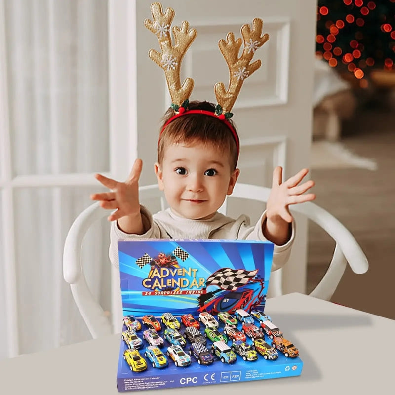 TurboTrack – Calendar de Advent de Crăciun cu Mini Jucărie Mașină pentru Cadouri