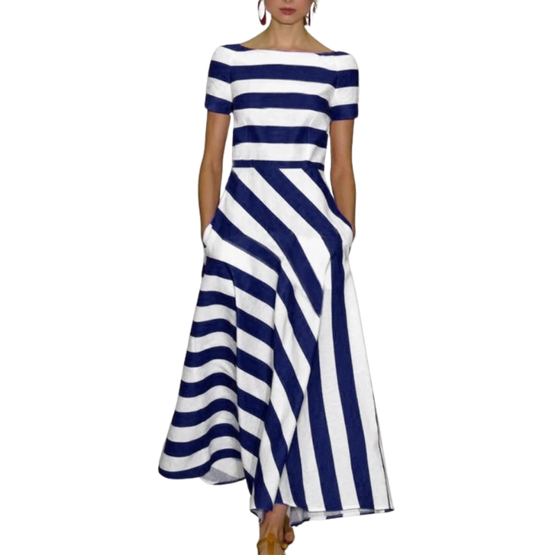 Ella - Robe maxi rayée en ligne A avec poches latérales