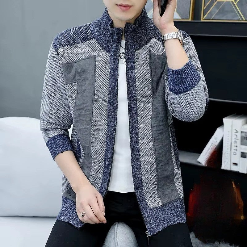 Nathan – Long Sleeve Coat with Zipper and Stand Collar