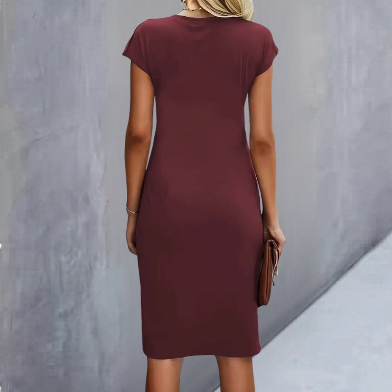 Robe midi à col rond pour femme