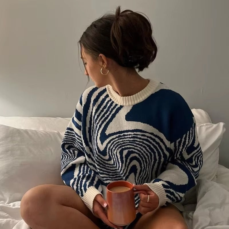 CozyKnit – Trui met Lange Mouwen Ronde Hals en Geribde Details