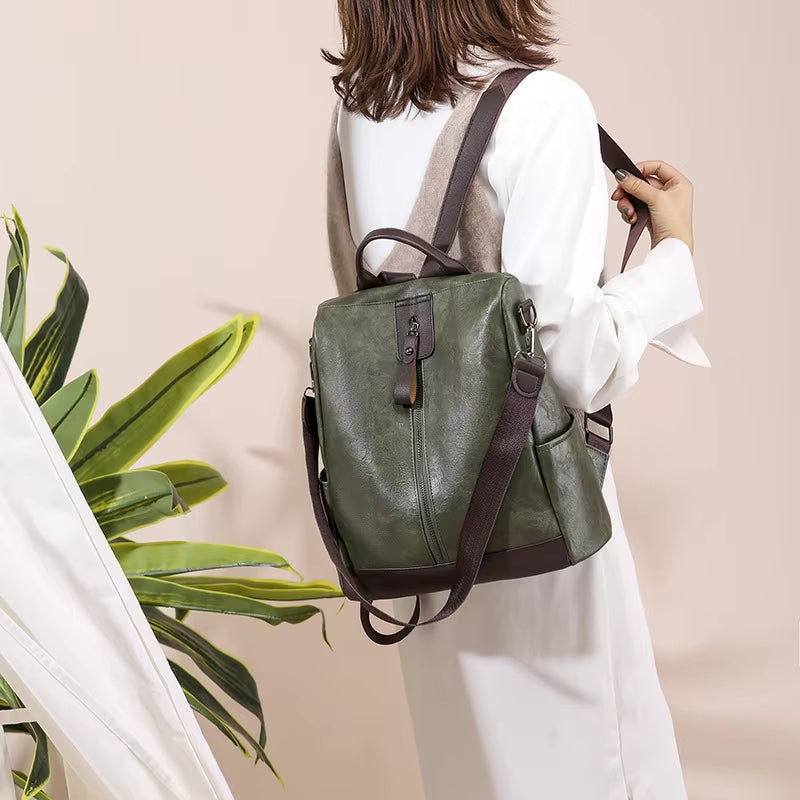 Florence – Batoh s velkou kapacitou a nastavitelnými popruhy | Hlavní přihrádka na zip pro organizované uložení | Lehký a praktický pro každodenní použití | Standardní velikost | Hnědá, Černá, Bílá, Zelená