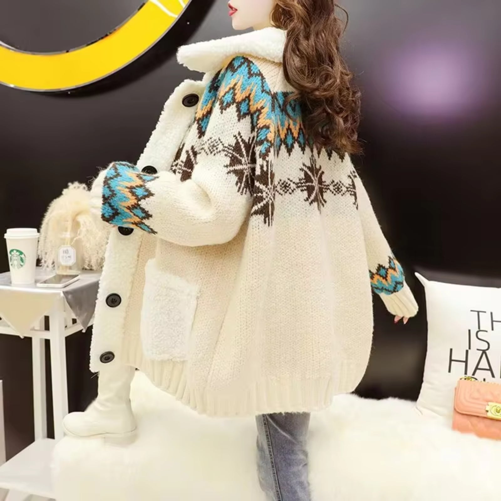 Matilda – Long Sleeve Printed Cardigan With Pockets And Buttons