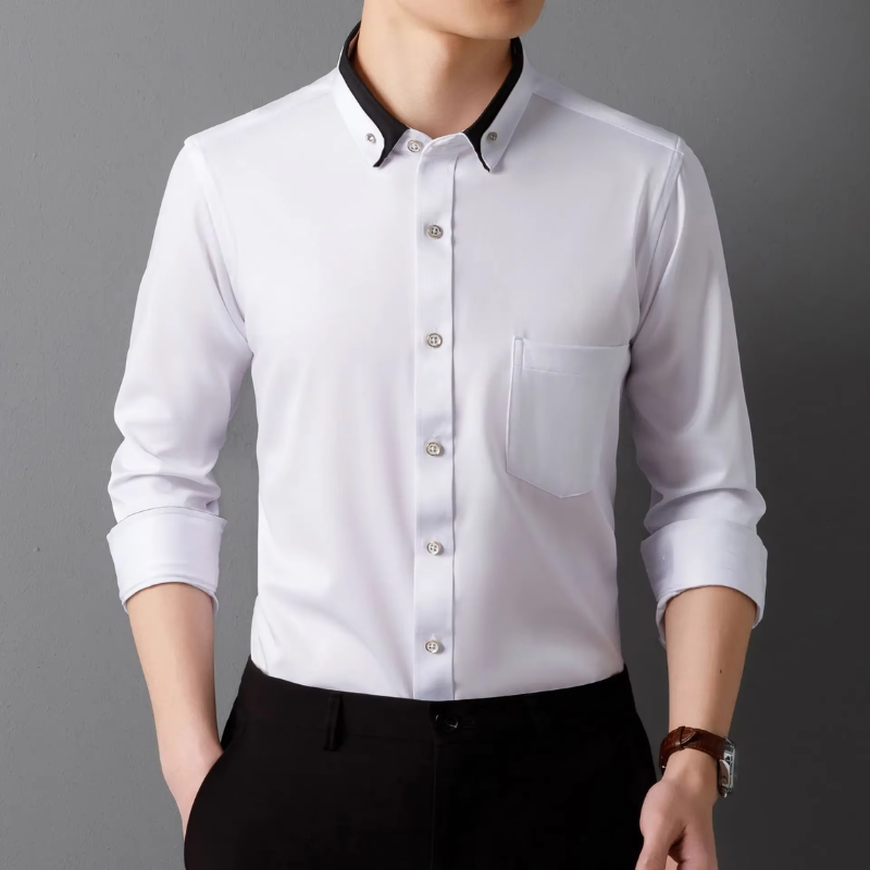 Shirtex – Pánská košile s dlouhým rukávem, klasickým límcem a zapínáním na knoflíky