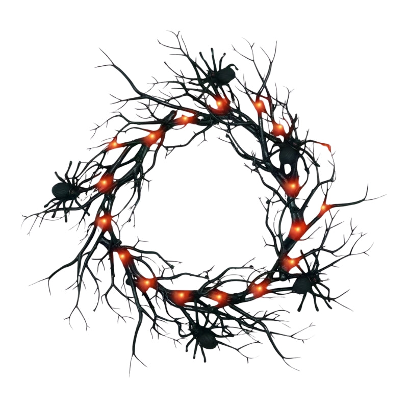 SpiderSpook – LED Halloweenowy wieniec z wampirem i pająkiem na drzwi i okna