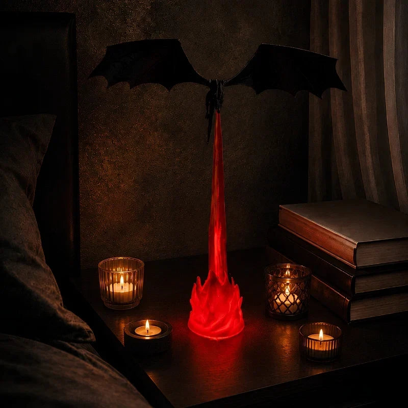 DracoGlow - Lampe de nuit en forme de dragon avec effet de flamme