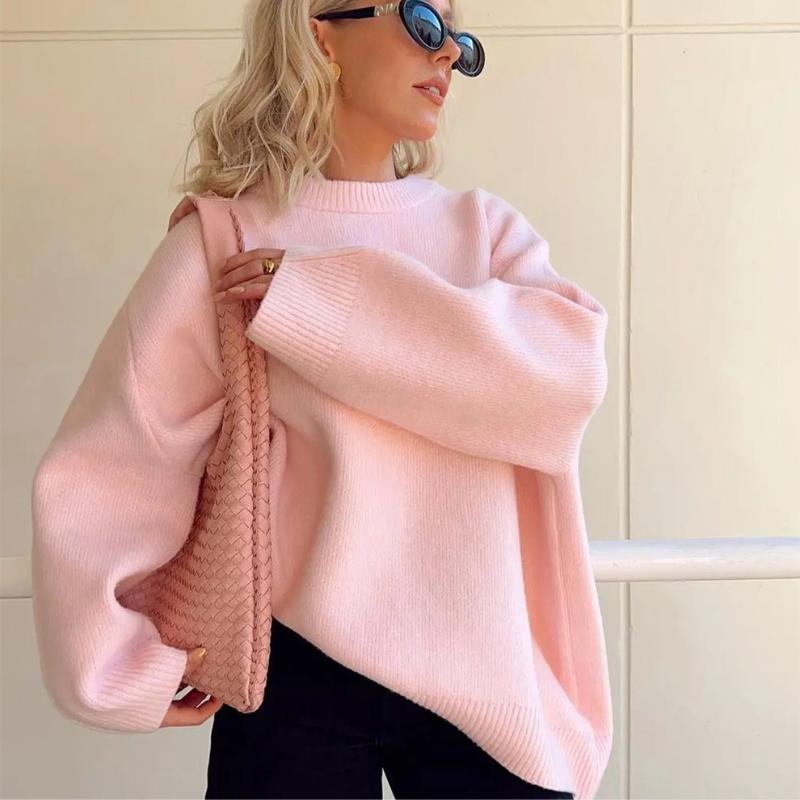 Yavina – oversized svetr s dlouhým rukávem a žebrovaným vzorem