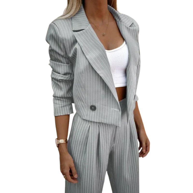 Florence – Set două piese cu sacou scurt cu dungi și pantaloni
