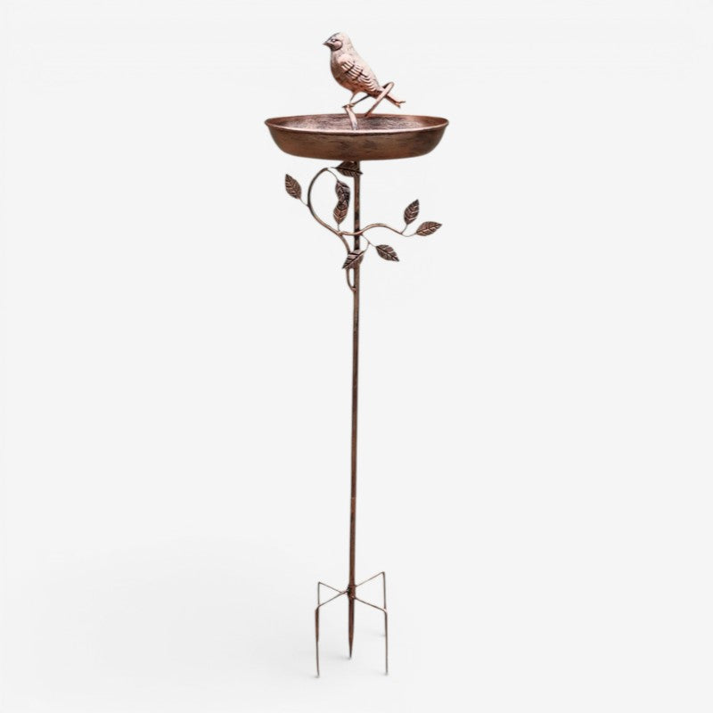 Bain d'oiseaux décoratif avec pot et support à piquer dans le sol