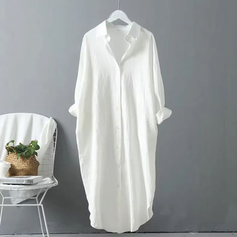 Women's Long Sleeve Midi Shirt Dress