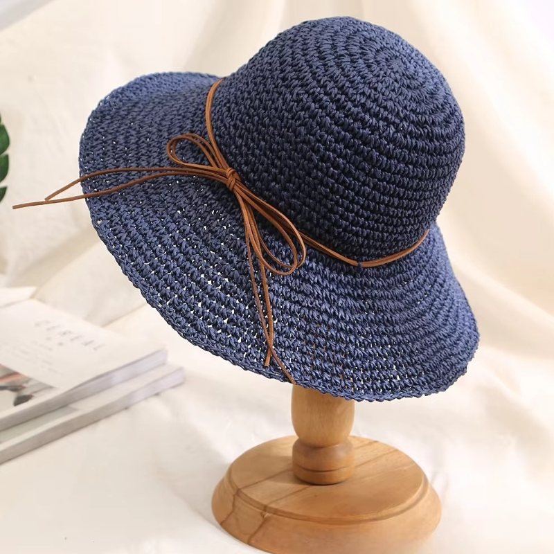 Lina – Chapeau à large bord avec design pliable | Construction légère en paille | Couverture facile pour un port quotidien | Taille standard | Blanc, Marron, Bleu, Kaki