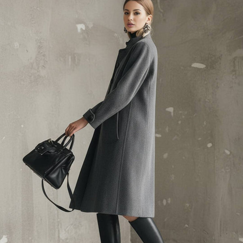 Florence – Manteau mi-long avec fermeture à boutons et poches