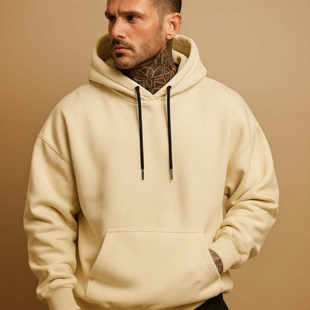 Jeroen – Oversize'owa bluza z kapturem na sznurki i kieszeniami