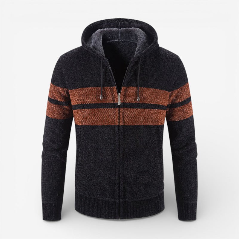 Axorin - Cardigan cu glugă și mâneci lungi, închidere cu fermoar