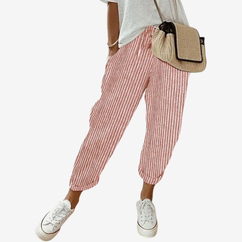 Women’s Striped Pants with Drawstring