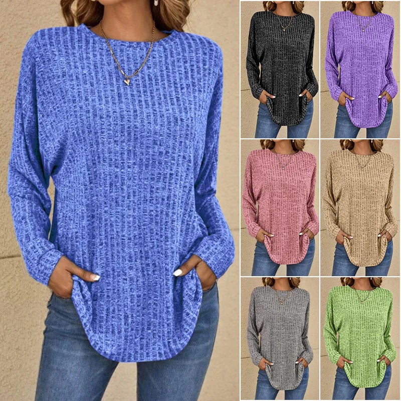 KnitEase - Haut en maille pour femme à col rond