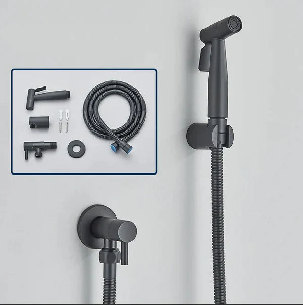 HydroClean - Spruzzatore per bidet in acciaio inox dal design moderno con controllo igienico