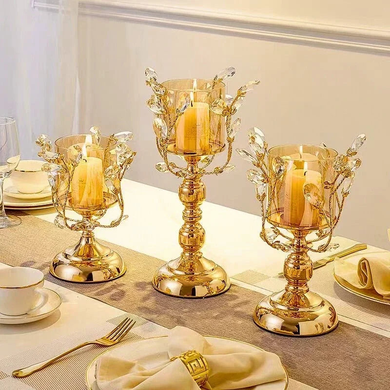 CrystalWick - Crystal Glass Candle Holder With Faceted Details