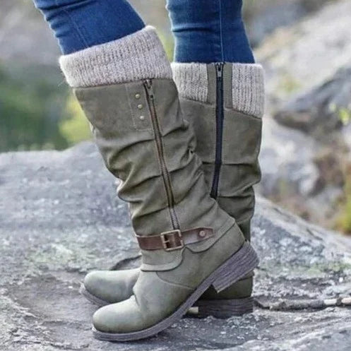 Hannah - Chic and Comfortable Mid-Calf Boots with Zipper Closure