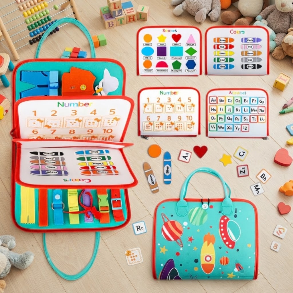 FeltLearn - tablica aktywności Montessori z elementami edukacyjnymi