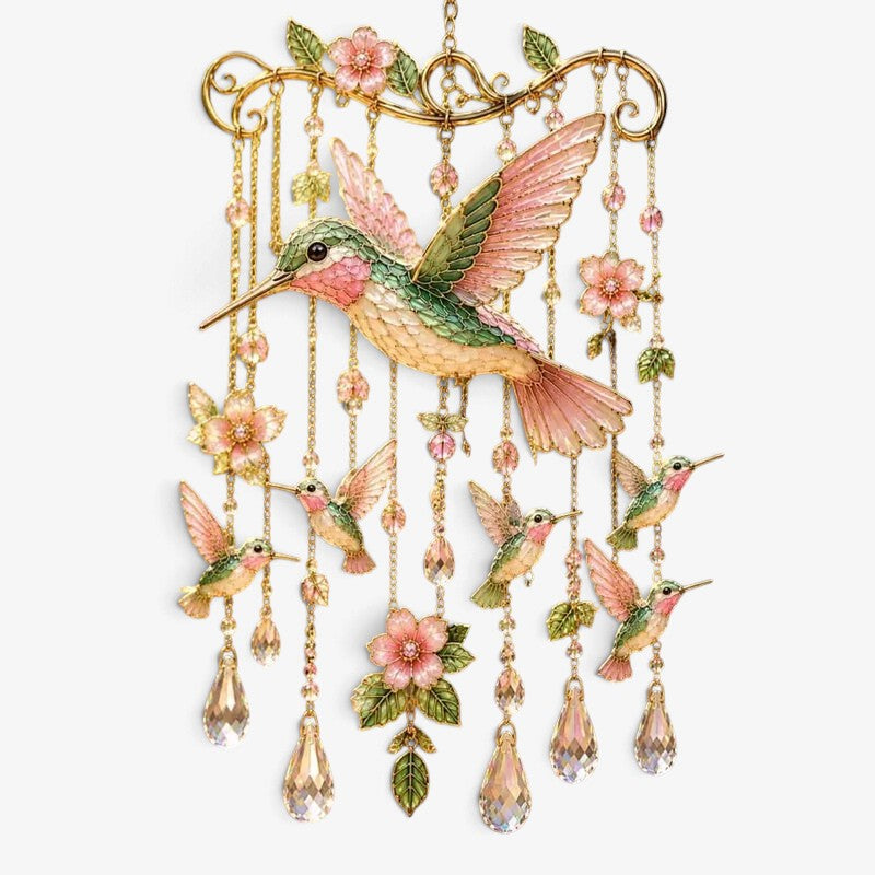 Birdglimmer – ornament pentru captarea razelor soarelui și clopoțel de vânt cu design cu păsări