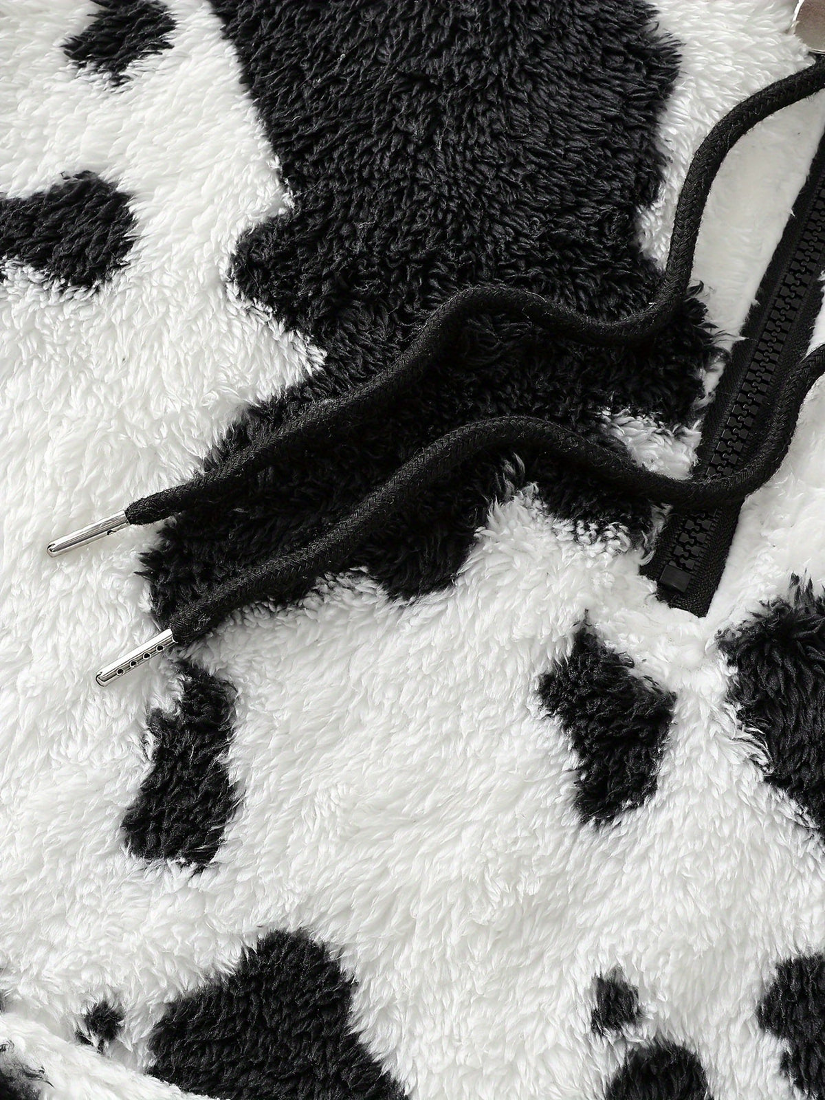 MooFleece - Camisola polar com capuz para mulher e estampado de vaca