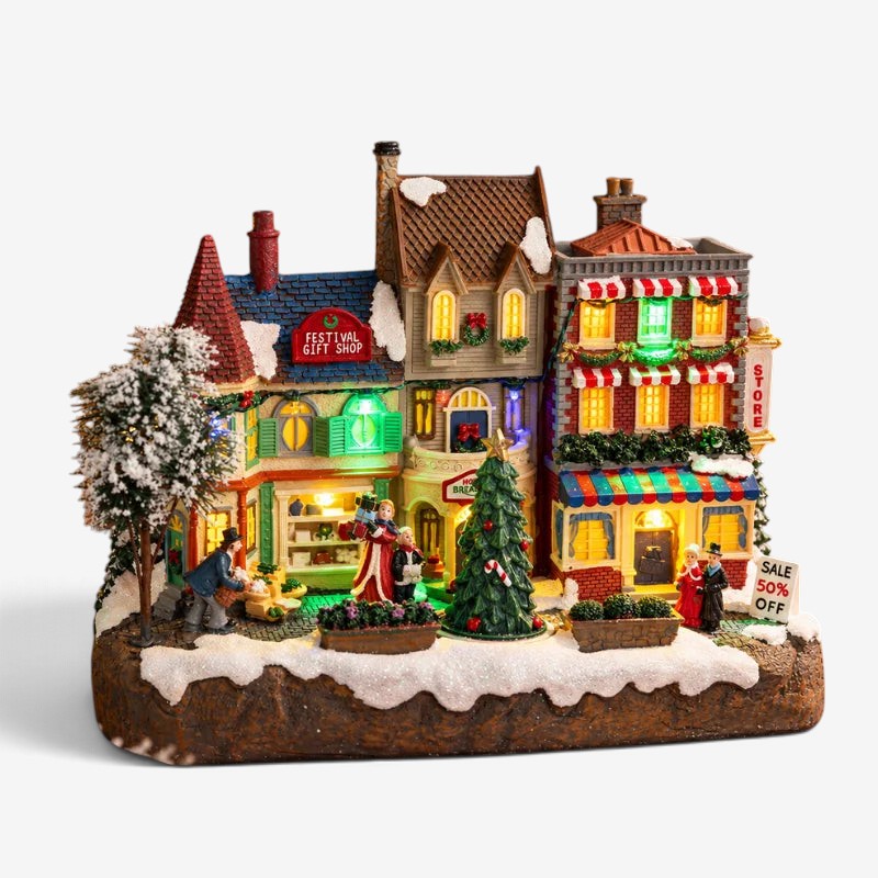 WinterGlow - Villaggio natalizio in miniatura con illuminazione LED