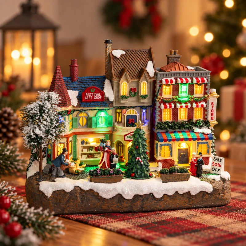 WinterGlow - Villaggio natalizio in miniatura con illuminazione LED