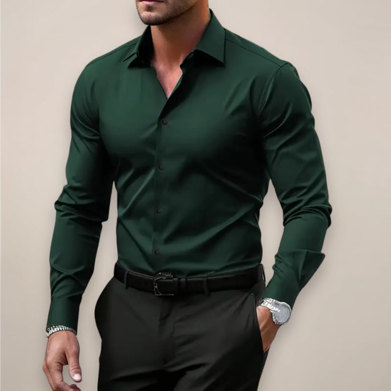 Chemise ajustée pour homme à manches longues avec boutons