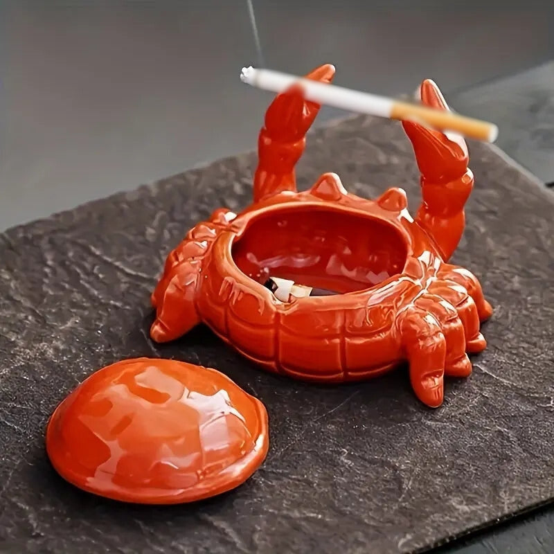 TidyCrab – Portacenere in Ceramica a Forma di Granchio con Coperchio