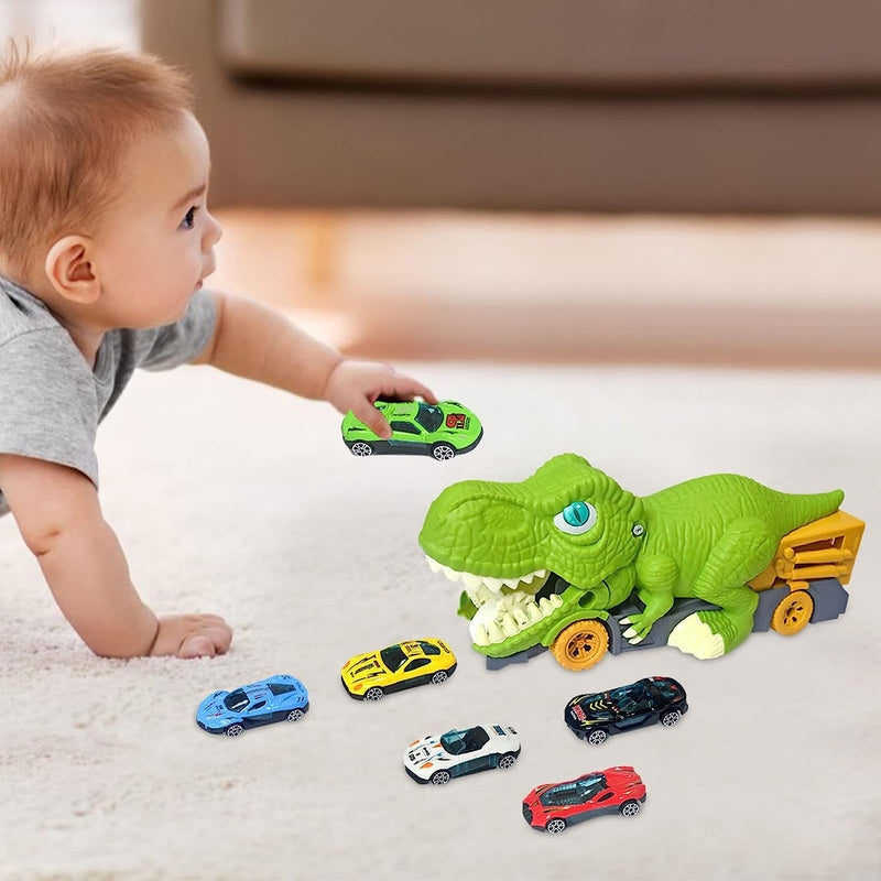 TrackRex – Dinosaur transport truck with car-eating feature and reverse gear