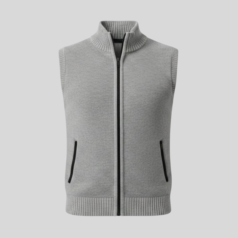 Gilet da uomo senza maniche con collo alla coreana e cerniera