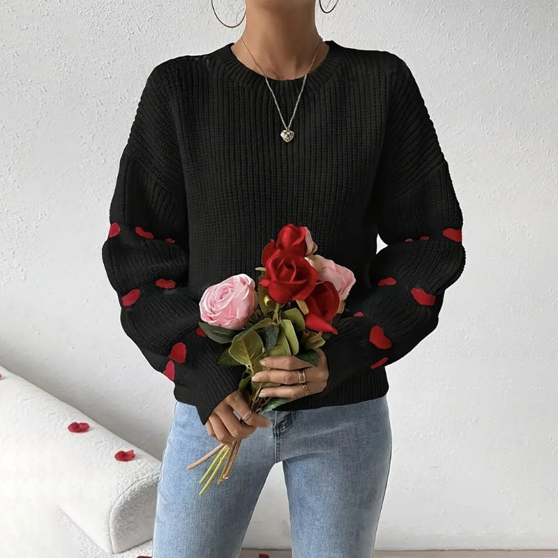 Nora - Maglione a maniche lunghe con ricamo a forma di cuore