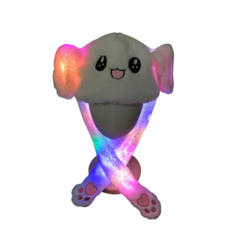 BunnyGlow - Chapeau lapin avec oreilles mobiles et lumières LED