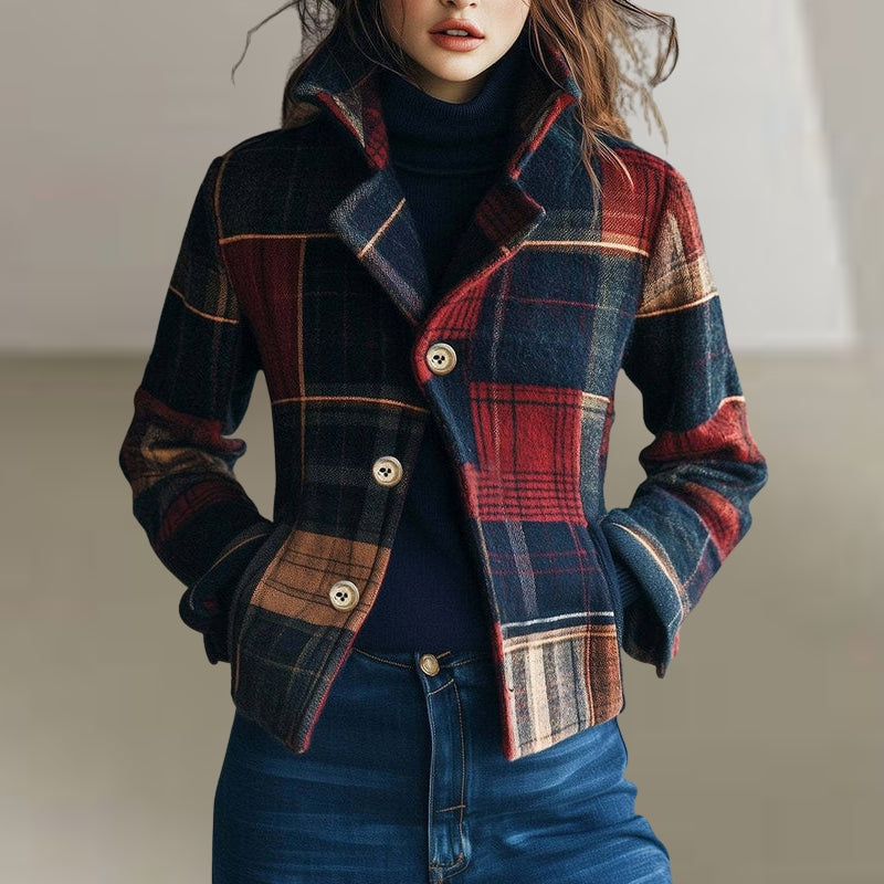 Felicity – Long Sleeve Checked Jacket with Buttons