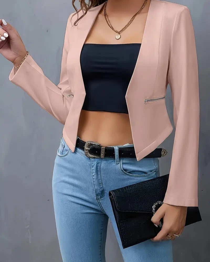 Grace - Elegant blazer with long sleeves and zip pockets