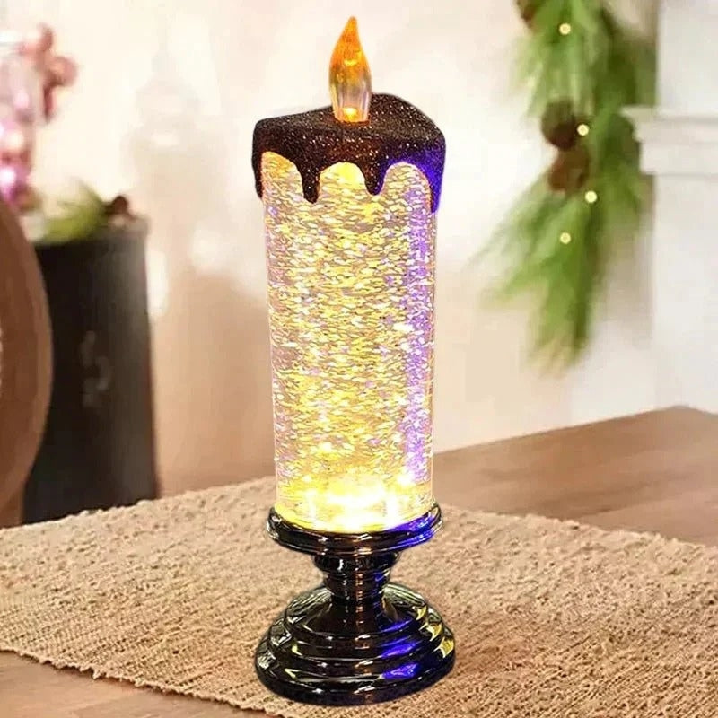LumiGlow – LED Flameless Candle with Rotating Glitter Lights