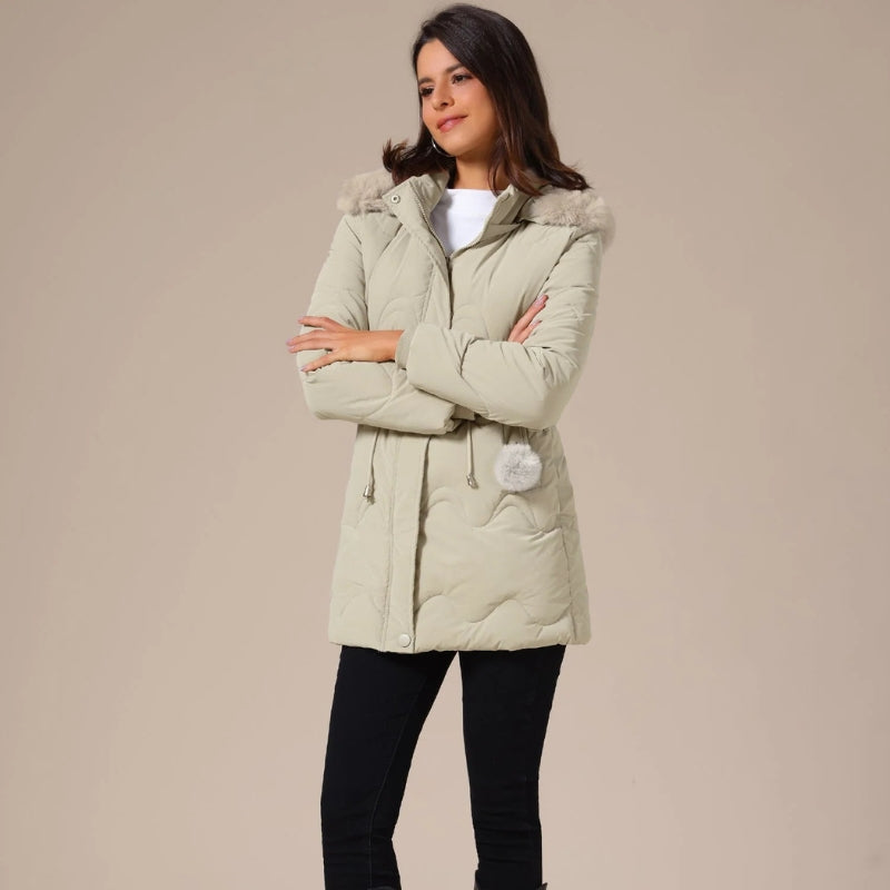 Sophie – Long Sleeve Padded Hooded Coat with Belt and Pockets