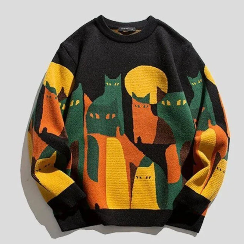 Tobias - Pulover supradimensionat cu mâneci lungi și design imprimat
