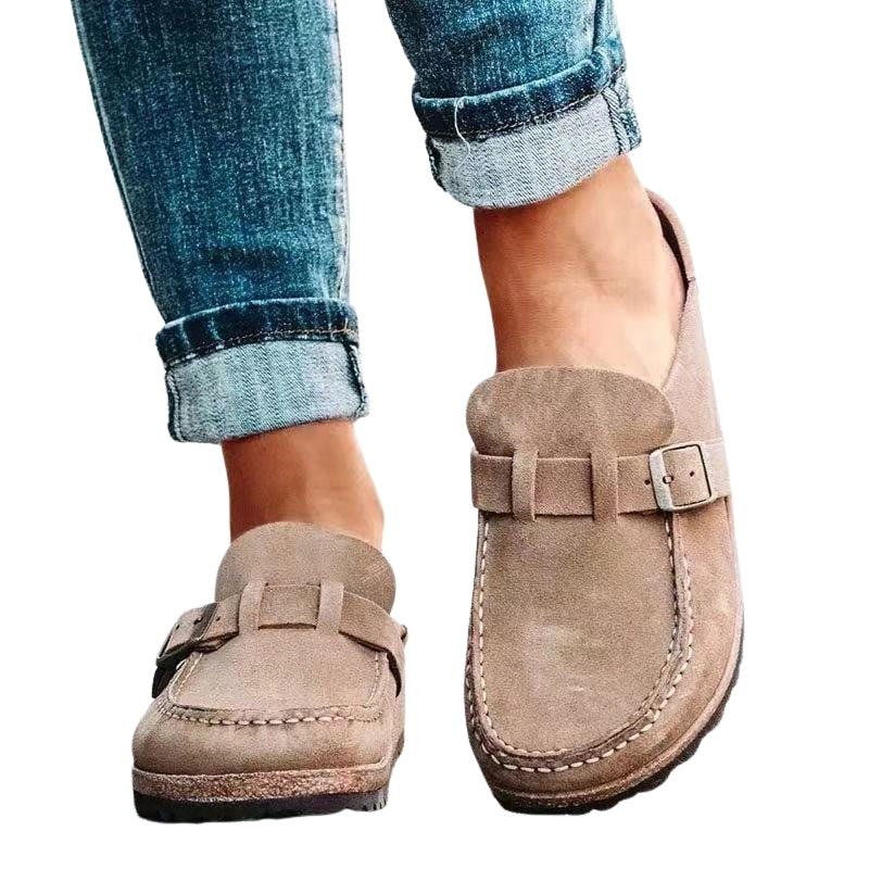 Elena - Trendy loafers with round toe and buckle detail