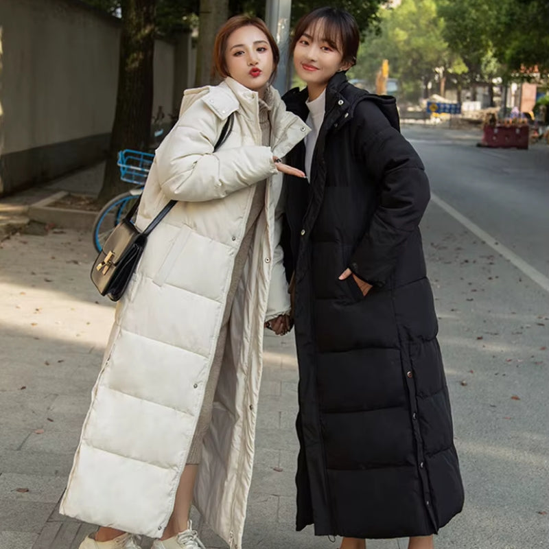 Halen – Long manteau matelassé manches longues avec capuche amovible
