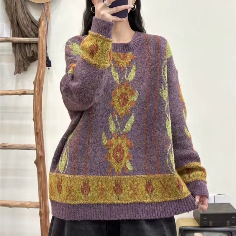 Emily – Luźny sweter z długim rękawem i okrągłym dekoltem