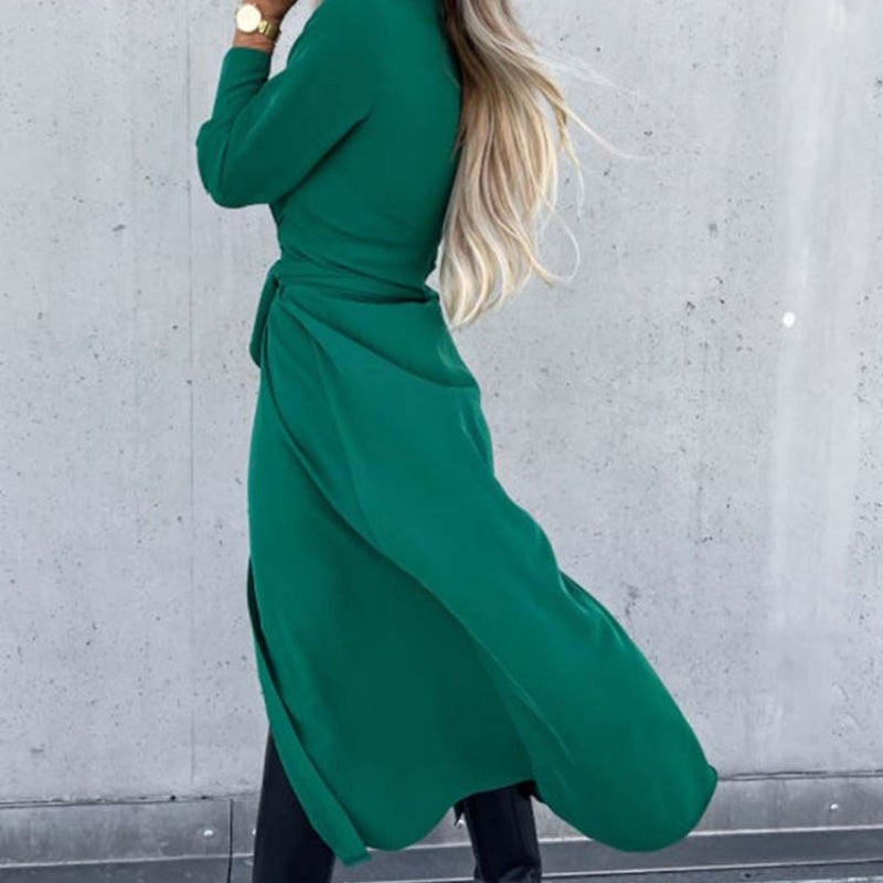 Evelyn - Shirt Dress with Long Sleeves, Waist Belt, and Button Closure