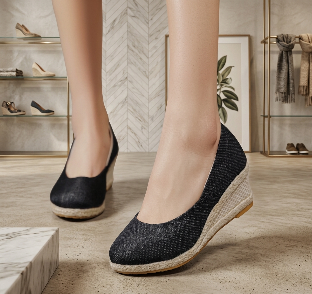 Delilah – Talons compensés élégants à bout ouvert et plateforme tressée