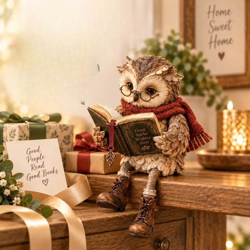 Pageowl - Statuetta di gufo con libro per la decorazione d'interni