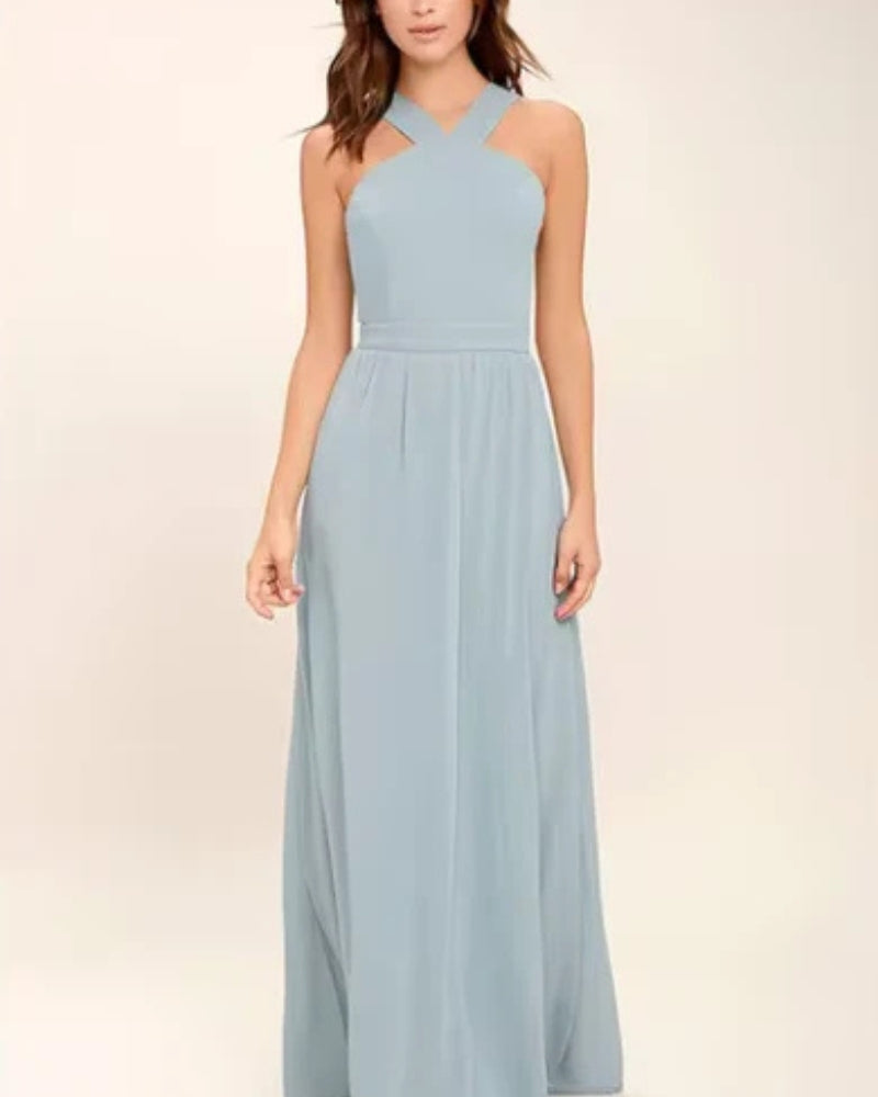 Velina – Robe longue élégante avec silhouette fluide et dos ouvert